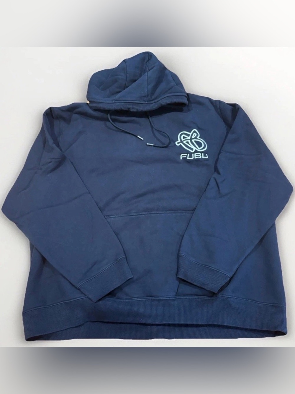 Y2K Fubu Hoodie Sweater Navy Blue Size 2XL Vintage Streetwear Hip Hop Baggy